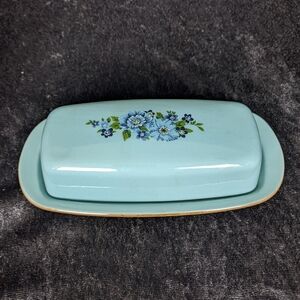 1960's Taylor & Taylor Ironstone Blue Floral Butter Dish